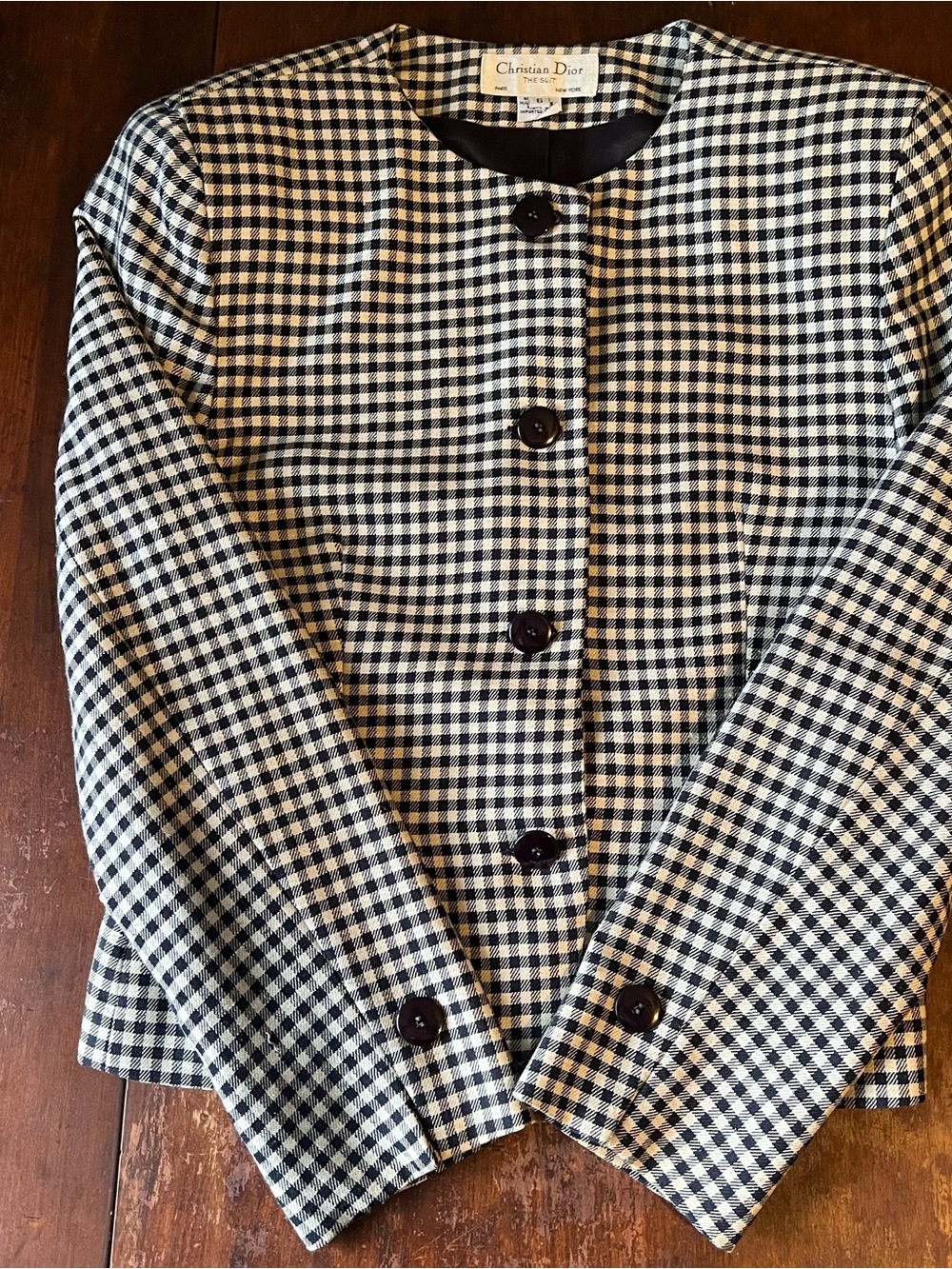 Vintage Christian Dior The Suit 2 Piece Skirt Set Size 6 Black White Gingham - Picture 12 of 13